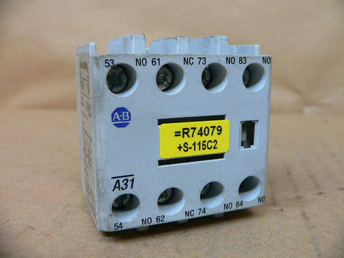 Allen-Bradley 100-FA31 Auxiliary Contact Block, 3NO/1NC, 10A@600V