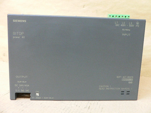 Siemens SITOP Power 40 1P 6EP1437-2BA10 PLC Power Supply 24V out/400/500V in Siemens SITOP Power 40 1P 6EP1437-2BA10 PLC Power Supply 24V out/400/500V in
