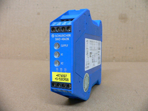 SCHLEICHER SNO 4062K D-13597 Nr. 1881586265B121 24VAC/DC SAFETY RELAY SCHLEICHER SNO 4062K D-13597 Nr. 1881586265B121 24VAC/DC SAFETY RELAY