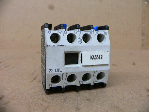 KLOCKNER MOELLER 22-DIL AUXILIARY CONTACT 2NO/2NC 16AMP 4POLE 600VAC 250VDC