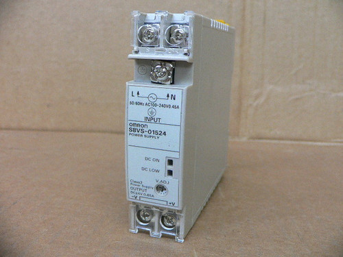 Omron S8VS-01524 Power Supply, Input 100VAC-240VAC, Output 24VDC, .65Amp Omron S8VS-01524 Power Supply, Input 100VAC-240VAC, Output 24VDC, .65Amp