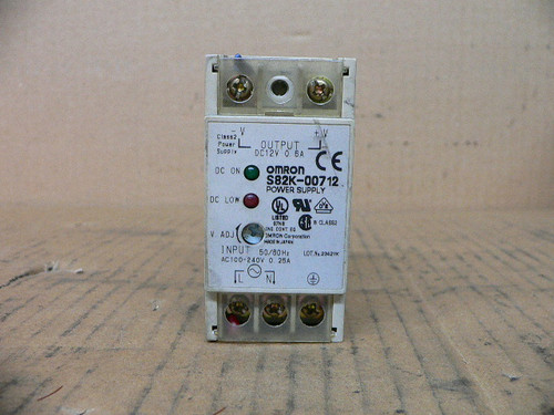 Omron S82K-00712 Power Supply, Input: 100-240VAC 0.25A, Output: 12VDC 0.6A Omron S82K-00712 Power Supply, Input: 100-240VAC 0.25A, Output: 12VDC 0.6A