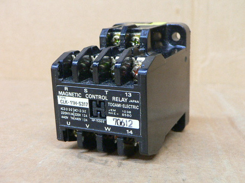 Togami CLK 11H S317 Magnetic Control Relay 13A 220V to 440V