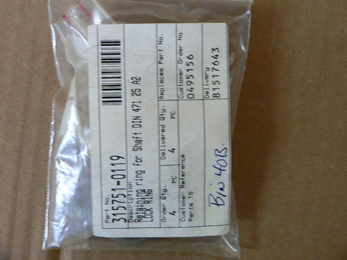 TETRA PAK 315751 0119 RETAINING RING FOR SHAFT