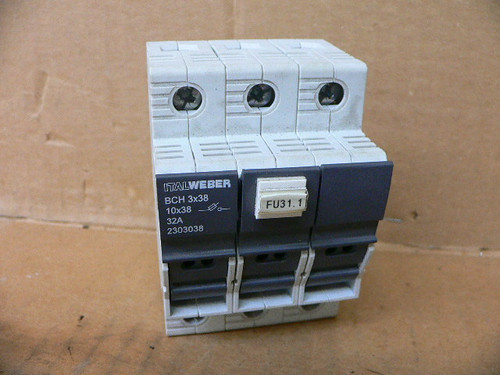 ItalWeber 2303038 BCH 3x38 Fuse Holder Class CC 32A 690V 3-Pole