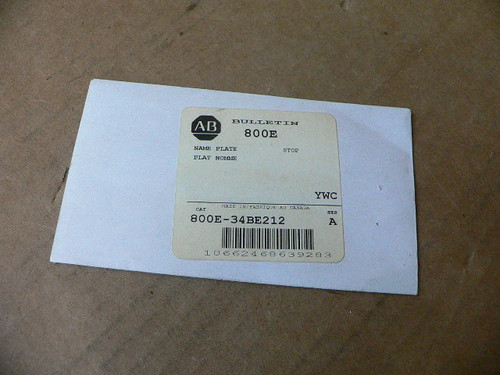 ALLEN BRADLEY 800E-34BE212 STOP LEGEND PLATE