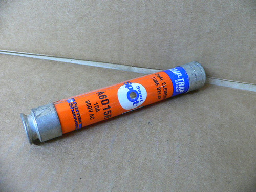 A6D15R Amp-Trap/Ferraz Shawmut Time Delay Fuse, 15Amp, 600VAC, Class RK1, HRCI-R
