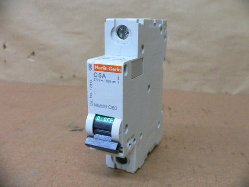 MERLIN GERIN 17414 C5A CIRCUIT BREAKER, 5A 277V MULTI9 C60 1-POLE