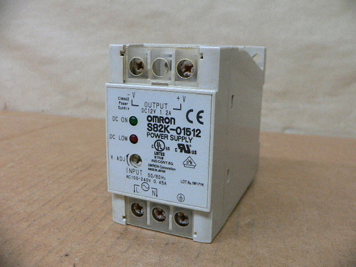 OMRON POWER SUPPLY S82K-01512 DC12V 1.2A AMP 100-240Vac 0.45A AMP S82K-01512