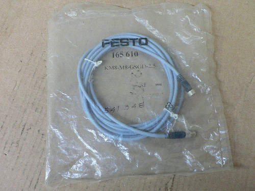 FESTO KM8-M8-GSGD-2.5 CONNECTING CABLE 165610 60Vac 75Vdc 4A 2.5M M8x1 GREY NOS