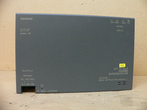 SIEMENS 6EP1-437-2BA10 POWER SUPPLY 40AMP 3PHASE 24VDC 400-500VAC 50/60HZ