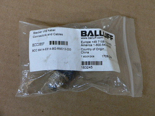BALLUFF BCC M414-E814-BG-RM013-000, BULKHEAD CONNECTOR - BCC085F, NEW* #212740