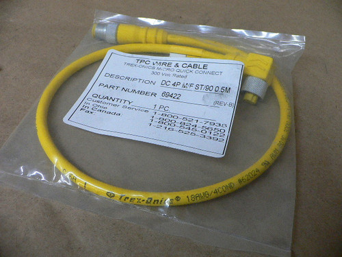 TPC WIRE AND CABLE 69422 DC 4 POLE M/F ST 90 0.5M