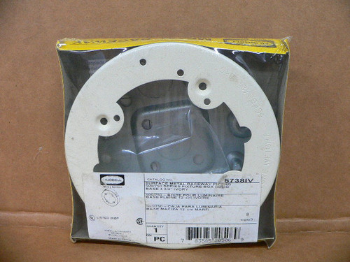 Hubbell HBL5738IV Ivory Round Metal Fixture Box Solid Base 4-3/4” 5738IV