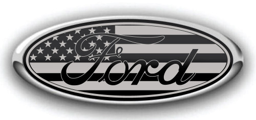 FORD OVERLAY EMBLEM DECAL US FLAG BLK GRAY TACTICAL 3PC KIT