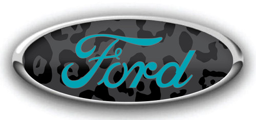 FORD LOGO LEOPARD SKIN STEALTH TEAL OVERLAY EMBLEM DECALS