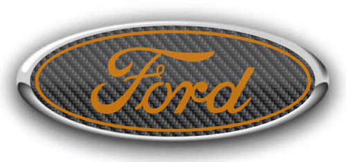 FORD OVERLAY CARBON FIBER EMBLEM DECAL TREMOR ORANGE