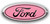 FORD LOGO OVERLAY EMBLEM DECAL BUBBLE GUM PINK BLACK  3PC KIT