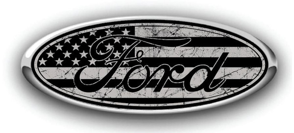 FORD OVERLAY EMBLEM DECAL US FLAG BLK RED DISTRESSED