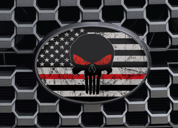 TOYOTA TUNDRA THIN RED LINE PUNISHER OVERLAY EMBLEM DECAL