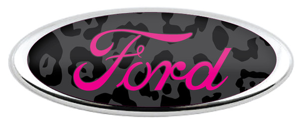 FORD LOGO LEOPARD STEALTH HOT PINK OVERLAY EMBLEM DECALS