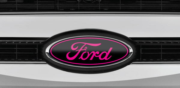 FORD LOGO OVERLAY EMBLEM DECAL BLACK-HOT-PINK