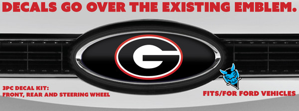 GEORGIA BULL DOGS OVERLAY EMBLEM DECALS 3PC KIT GEORGIA BULL DOGS OVERLAY EMBLEM DECALS 3PC KIT