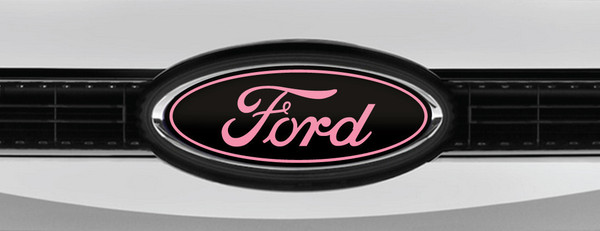 FORD LOGO OVERLAY EMBLEM DECAL BLACK BUBBLE GUM PINK