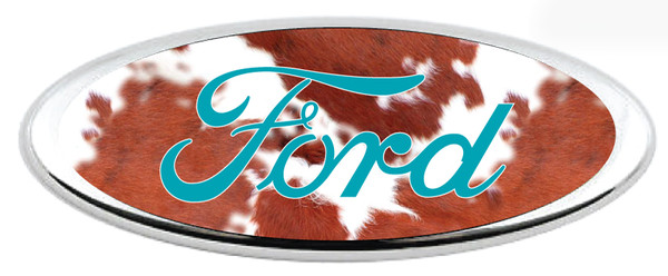 BRONCO COWHIDE TAN TEAL FORD LOGO REAR OVERLAY EMBLEM DECAL