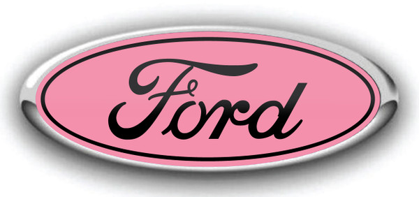 FORD LOGO OVERLAY EMBLEM DECAL BUBBLE GUM PINK BLACK  3PC KIT