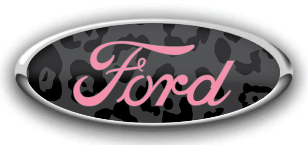 FORD LOGO LEOPARD SKIN STEALTH PINK OVERLAY EMBLEM DECALS