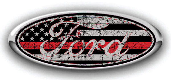 FORD US DISTRESSED FLAG TACTICAL THIN RED LINE EMBLEM DECALS 3PC KIT