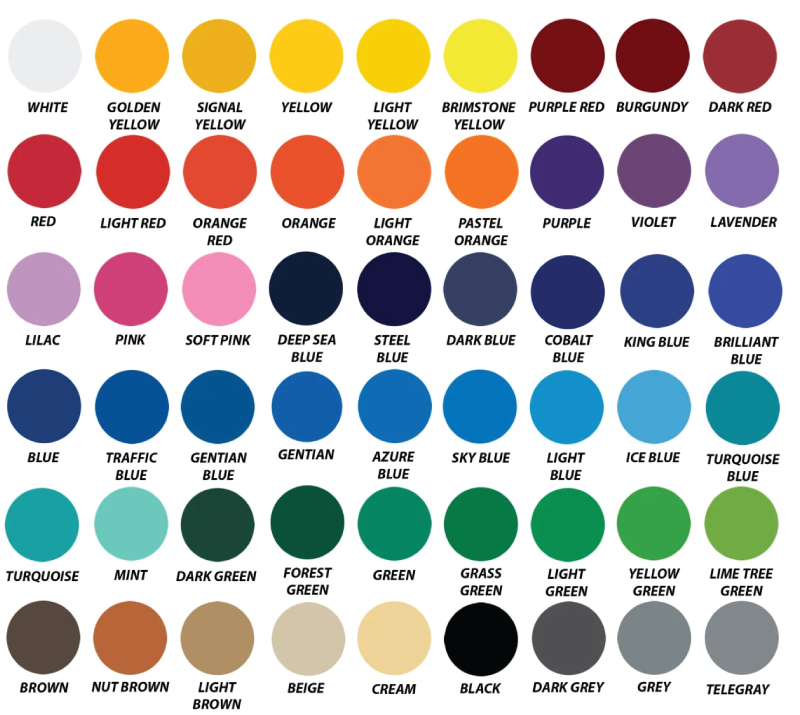 Darkside Racing Art Color Chart for Decals