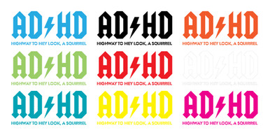 ACDC - NOPE ADHD DECALS-STICKERS MANY COLORS!