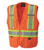 PIONEER 6935 TEAR-AWAY MESH BACK ZIP FRONT SAFETY VEST - HI-VIZ ORANGE