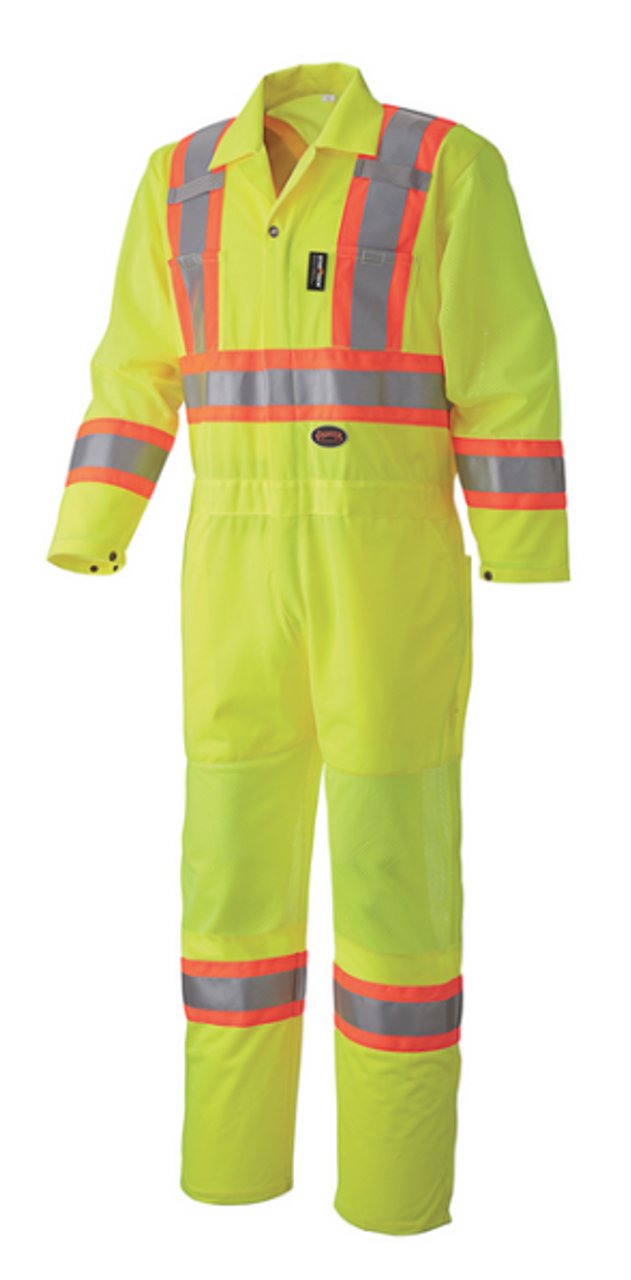PIONEER 5999A TRAFFIC SAFETY COVERALL - HI-VIZ YELLOW/GREEN