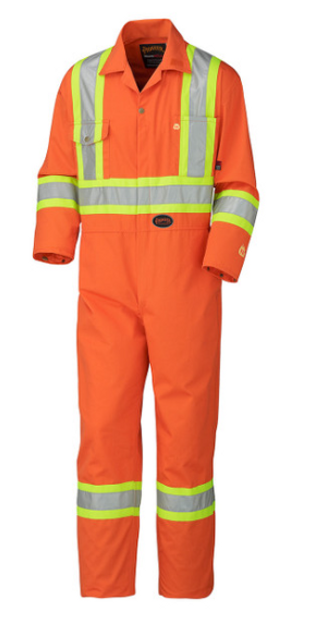 PIONEER 5555T FLAME RESISTANT/ARC RATED SAFETY COVERALLS - HI-VIZ ORANGE (TALL)