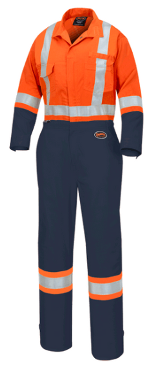 These coveralls feature superior flash fire and arc flash protection and will keep you comfortable, productive, and visible on the jobsite.

• FR-Tech® 88% premium cotton blended with 12% high-tenacity nylon, 7 oz (240 GSM)

• Material and all components meet CGSB 155.20-2017 and NFPA 2112-2018 certified to UL

• Flame-resistant material is guaranteed for the life of the garment

• Startech® FR reflective tape provides maximum visibility

• Action-back style allows ease of movement and ample range of motion

• 7 storage pockets: 2 back, 2 chest, 2 side, 1 tool

• 2 pass-through pockets allow easy access to pockets underneath the coveralls

• Industrial wash compliant