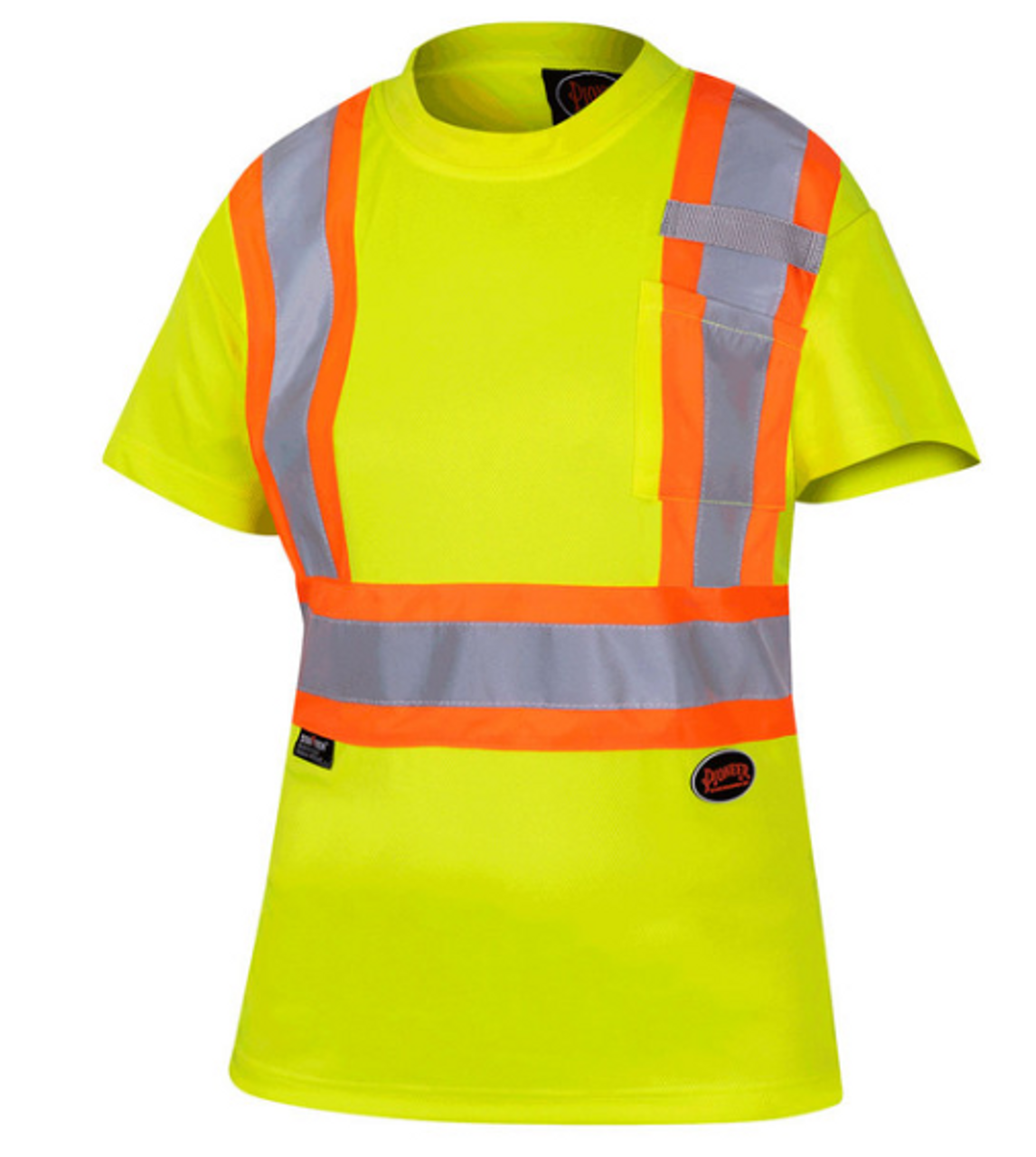 PIONEER 6949 WOMEN'S BIRDSEYE SAFETY T-SHIRT - HI-VIZ YELLOW