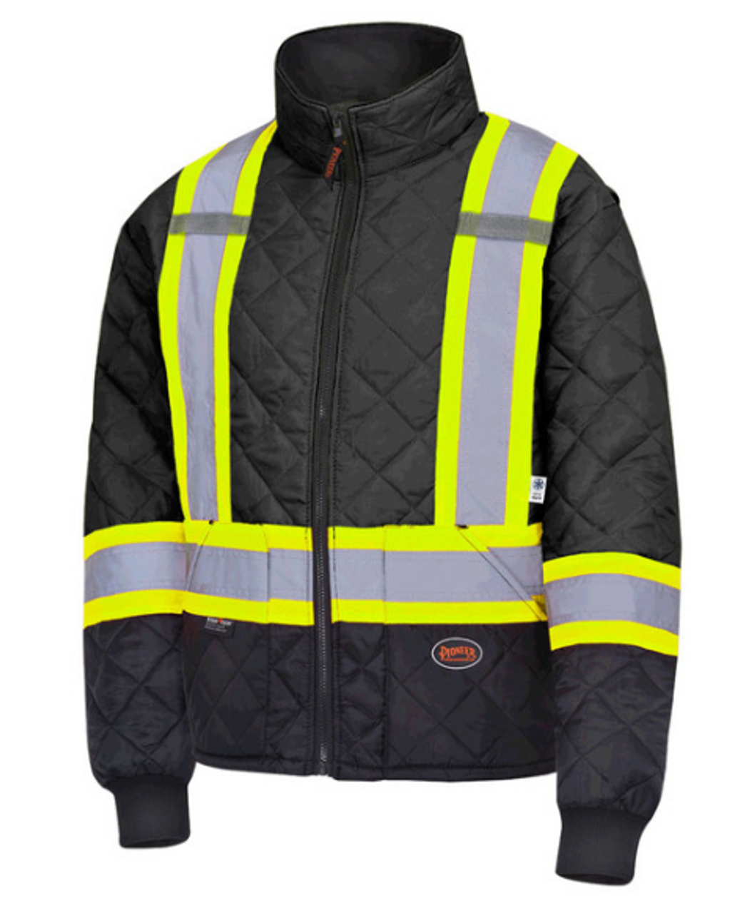 PIONEER 5017 HI-VIZ QUILTED FREEZER/ WORK SAFETY JACKET - BLACK