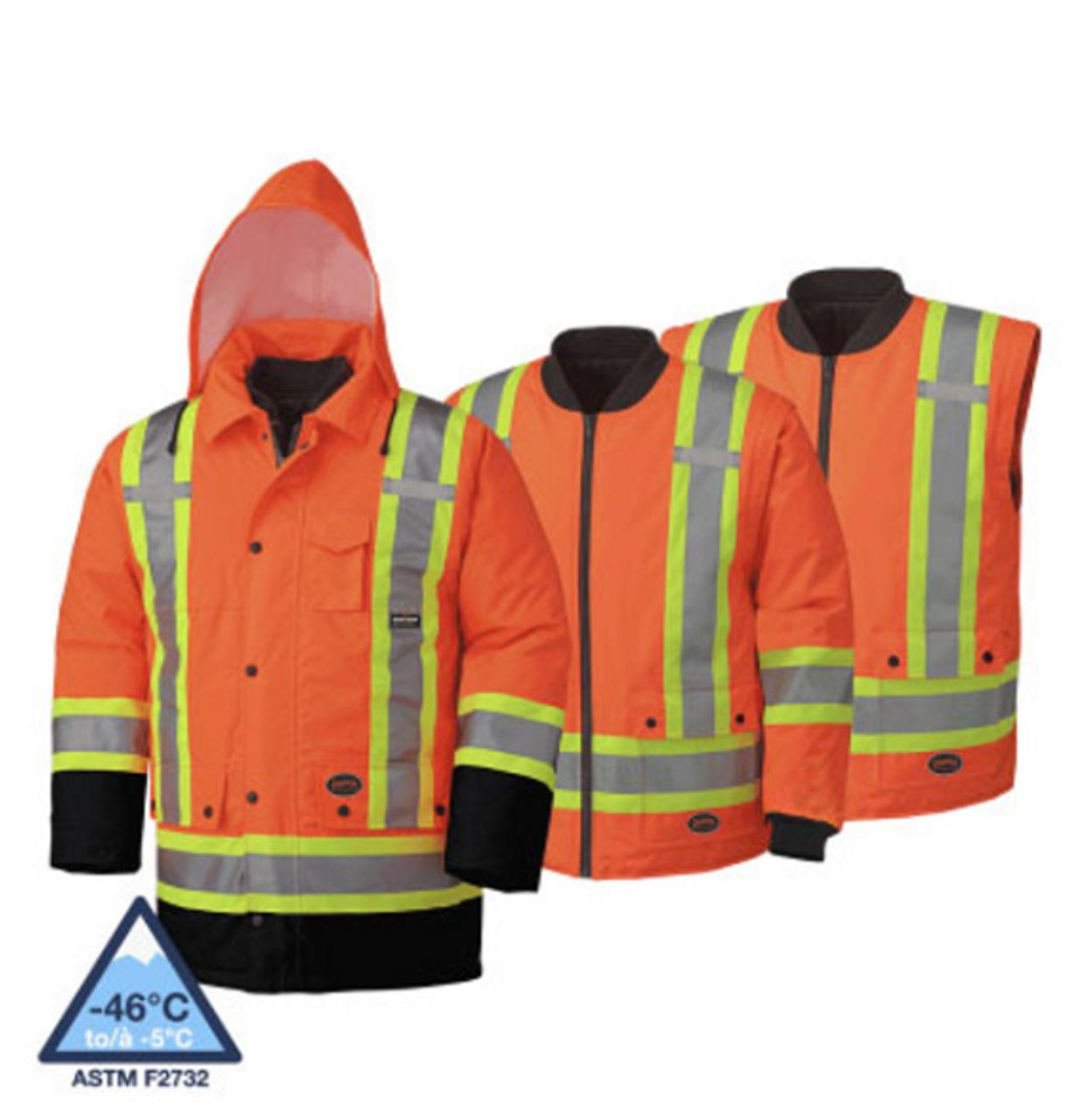 PIONEER 5020BB WATERPROOF 7-IN1 SAFETY PARKAS - HI-VIZ ORANGE