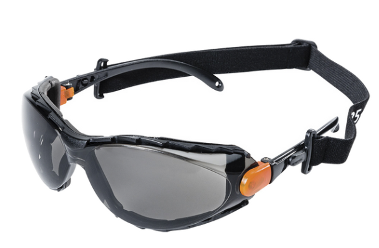 • Features flexible, soft temples that are permanently attached to the frame using a heavy-duty ratcheting (up or down) temple adjustment hinge
• Allows the user to adjust temples for maximum comfort and protection
• Includes a fire-resistant cloth strap that conveniently attaches to the temples
• Detachable strap can be easily removed/reattached as desired
• Ballistic rated – meets U.S. Military standard MIL-PRF-31013 requirement