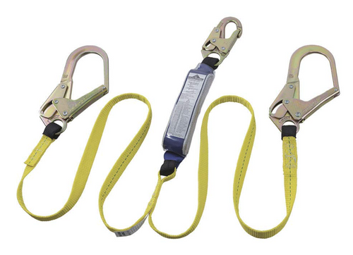 PeakWorks CSA 6' (1.8 m) Shock Pack - Snap & Form Hooks - Twin Leg 100% Tie Off - E6 Shock Absorbing Fall Arrest Lanyard Connector, 1" Webbing, V8104426