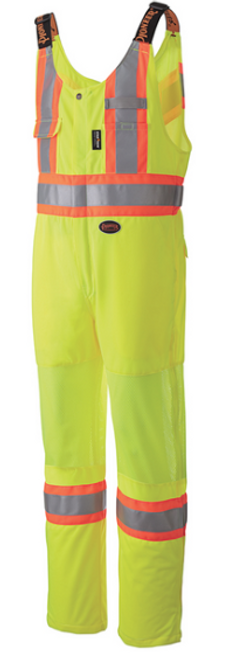 PIONEER 6000 TRAFFIC SAFETY OVERALLS - MESH ARM & LEG PANELS - HI-VIZ YELLOW/GREEN