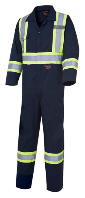 Pioneer 516T Ploy/Cotton Safety Coveralls with Boot Access Zippers - Navy (Tall)