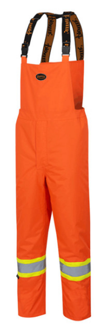 Pioneer 5053 "The Rock" Oxford Poly Insulated Bib Pants - Hi-Viz Orange