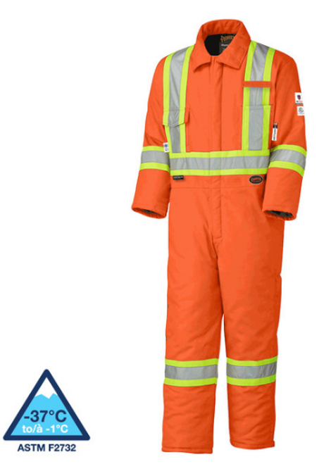 Pioneer 5532A Flame Resistant Quilted Cotton Safety Coverall - Hi-Viz Orange