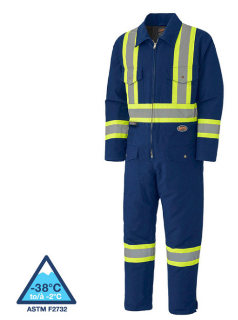 Pioneer 5539A Quilted Cotton Duck Safety Coverall - Navy