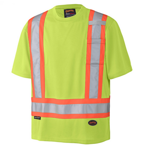 PIONEER 6991 BIRDSEYE POLY SAFETY T-SHIRT - HI-VIZ YELLOW/GREEN