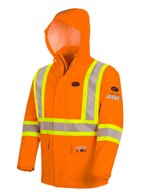 Pioneer 5880 Waterproof Flame Resistant ARC Rain Jacket - Hi-Viz Orange